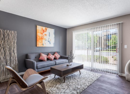 Model Unit Living Room at Greensview Apartments in Aurora, Colorado, CO