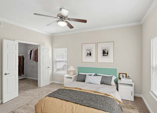 Overlook virtually staged bedroom at Hilltops in Conroe, TX