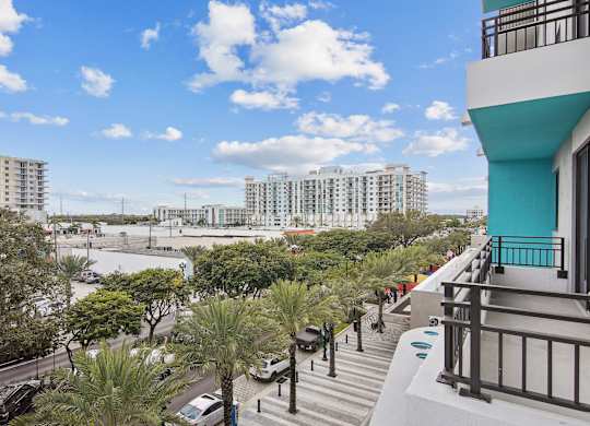 Balcony view of Hollywood Boulevard at Hollywood Heights on the Boulevard Luxury Apartments in Hollywood, FL