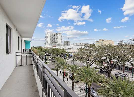 Balcony view of Hollywood Boulevard at Hollywood Heights on the Boulevard Luxury Apartments in Hollywood, FL