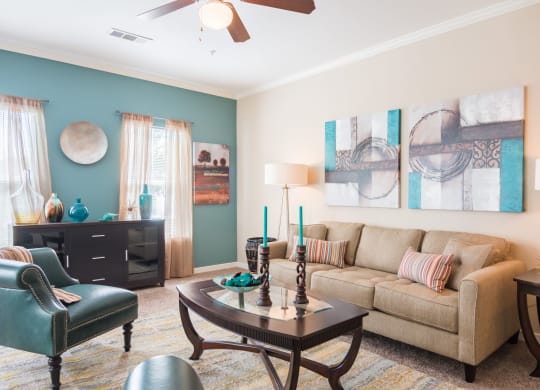 Model Living Room at Island Park Apartments in Shreveport, Louisiana, LA