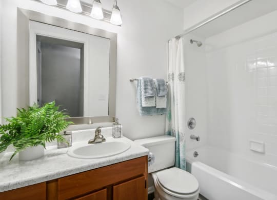 a bathroom with a mirror at Johnston Creek Crossing in Charlotte, NC