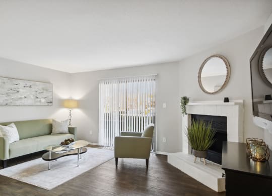 living room with harwood floor at Johnston Creek Crossing in Charlotte, NC