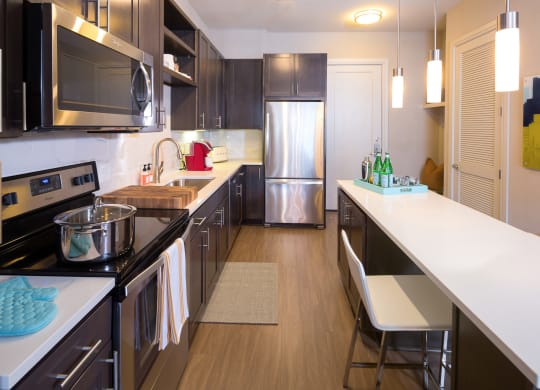 kitchen with wooden closets at Knox Heights in Dallas, TX