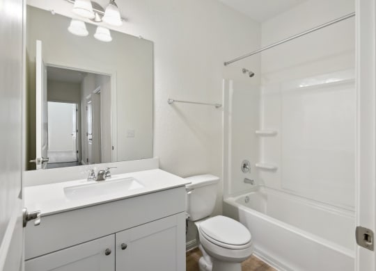 a bathroom with a sink toilet and bathtub