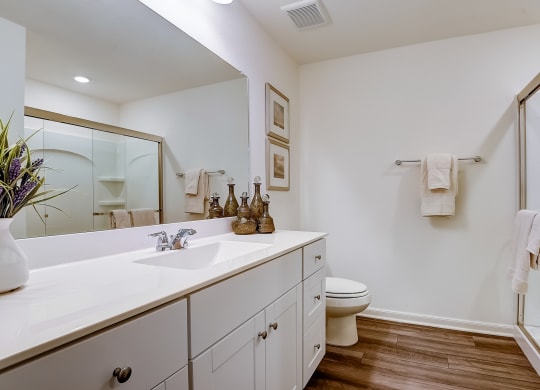 a bathroom with a toilet sink and shower at Beacon at Meridian, San Antonio Texas