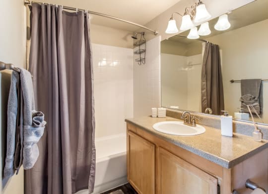 Model Unit Bathroom at Greensview Apartments in Aurora, Colorado, CO