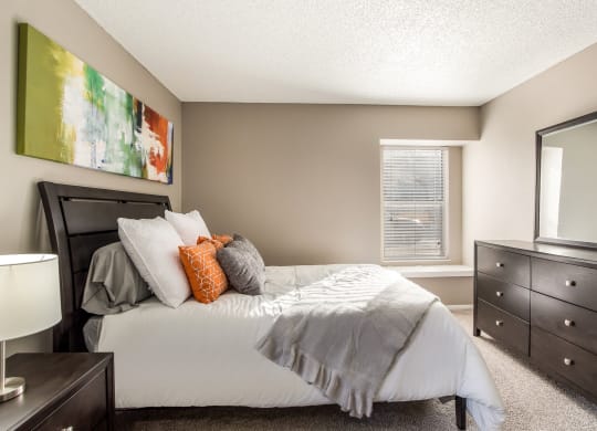 Model Unit Bedroom at Greensview Apartments in Aurora, Colorado, CO