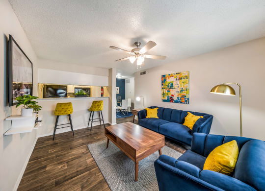 Model Living Room at The Park on Preston in Dallas, Texas, TX