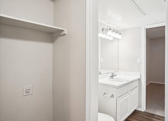 Unfurnished A4 floor plan white bathroom with a sink and a mirror Noel on The Parkway in Dallas, TX