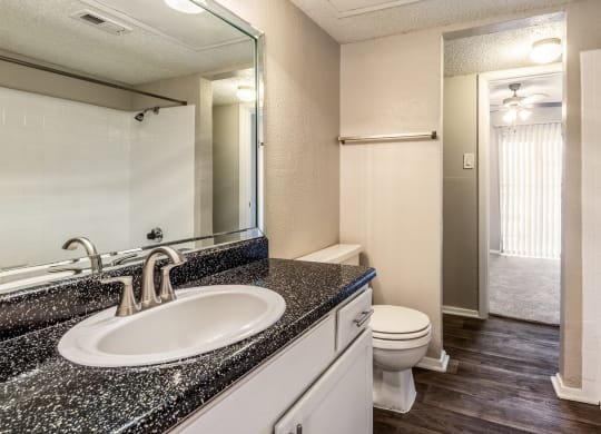 Vacant Bathroom at Noel on the Parkway Apartments in Dallas, Texas, TX