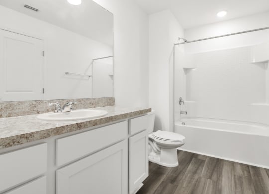 a bathroom with a bathtub and a sink
