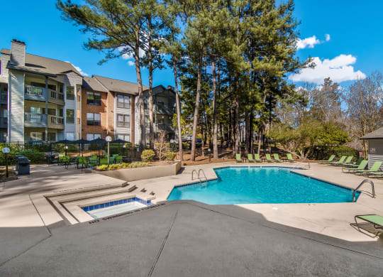 Pool and Sundeck at Poplar Place Apartments in Carrboro, NC