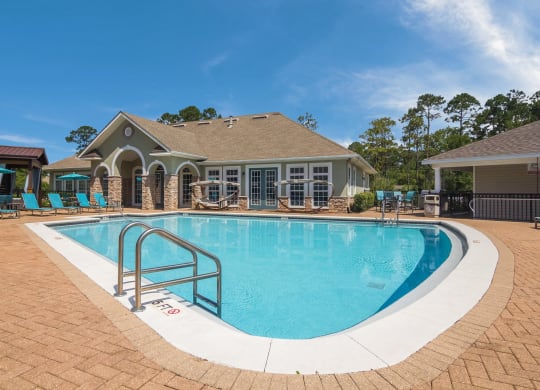 Resort-style pool area perfect for relaxation at Angel Landing apartments in Pensacola, FL
