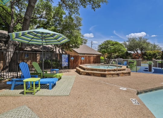 our apartments have a community pool and hot tub