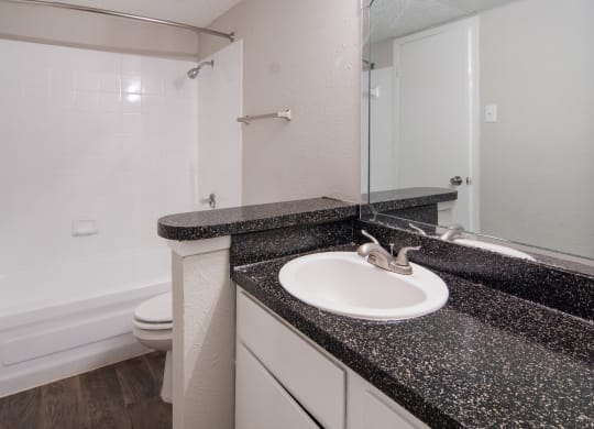 Bathroom at Preston Villas Apartment Homes, Dallas, Texas, TX