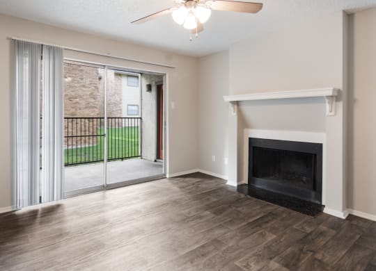 Living Room with Fireplace at Preston Villas Apartment Homes, Dallas, Texas, TX