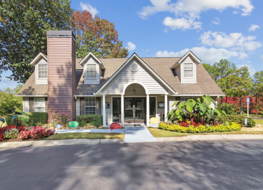 Front exterior of his leasing office at Oakley Run apartments in Smyrna, GA