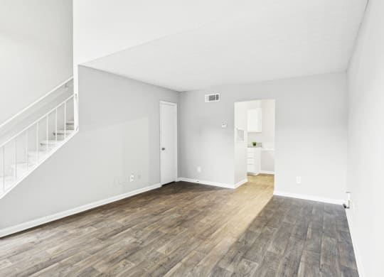 Spacious living room area at Pine Village North in Smyrna, GA