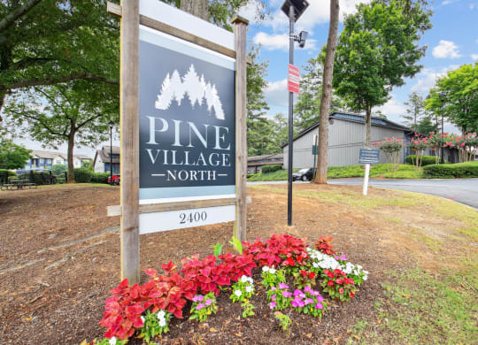 Prominent and welcoming signage at Pine Village North in Smyrna, GA
