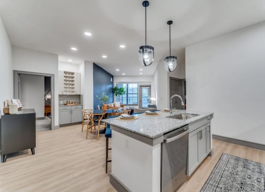Contemporary Kitchen Setup at St. Elmo Apartment in Austin, TX