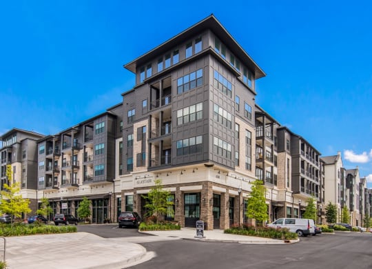 leasing office exterior during the day at The Alastair at Aria Village Apartment Homes in Sandy Springs, Georgia, GA