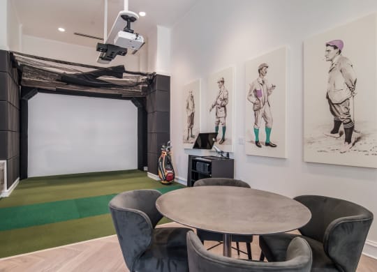 Virtual Golf Simulator at The Alastair at Aria Village Apartment Homes in Sandy Springs, Georgia, GA