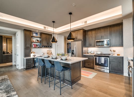 Fully Furnished Kitchen With Stainless Steel Appliances at The Hamilton, Dallas