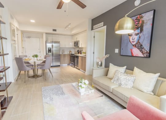 Living Room With Kitchen View at Twenty2 West, West Miami, 33155