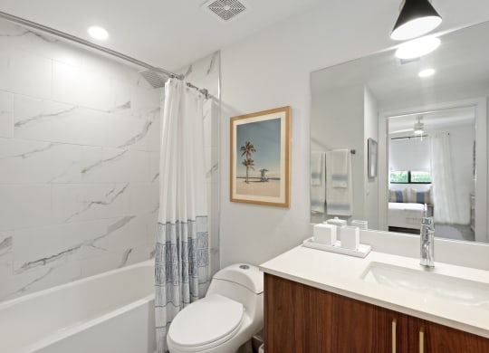 Bathroom in B1 Floor Plan with large tub at Westgate on University in Lauderhill, FL