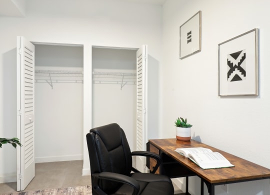 Study with desk and small closet in A2 Floor Plan at Westgate on University in Lauderhill, FL