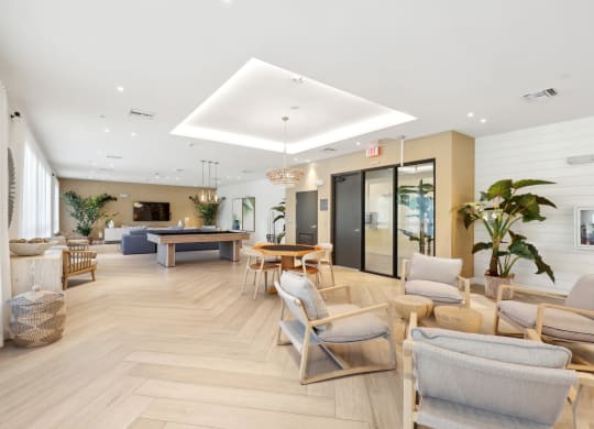 Full View of the Resident Social and Gaming Lounge at Westgate on University in Lauderhill, FL