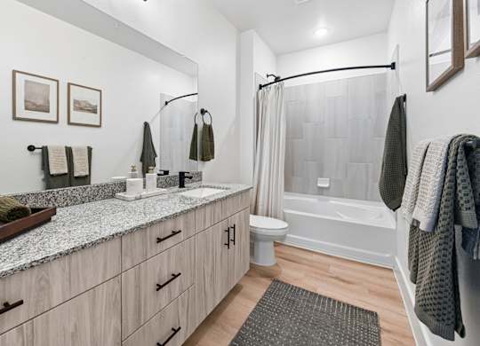 Model Unit Bathroom at Whispering Pines in Euless, TX