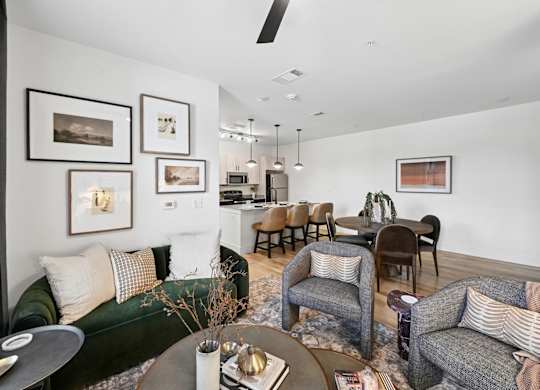 Living Room of Model Unit at Whispering Pines in Euless, TX