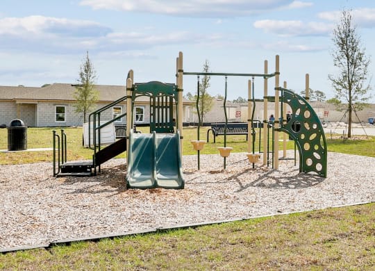 a playground with slides and monkey bars in front of a house at Beacon at Woodland Village, Florida