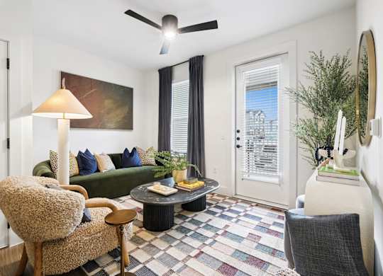 Living Room Model Unit at Woodgate Place in Waco, TX