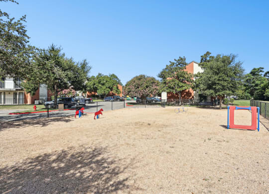 Large pet park for the furry residents at Hunters Chase in Austin, TX