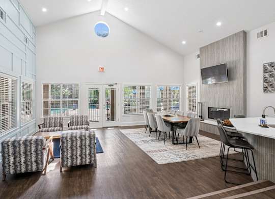 Clubhouse with ample seating and a TV