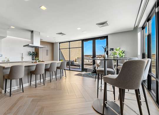 Woburn model apt kitchen and dining