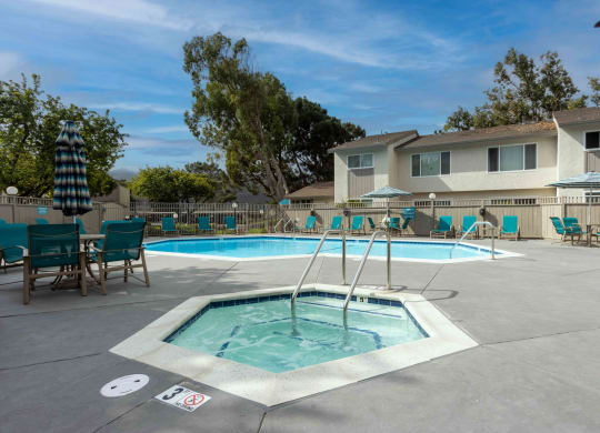 the swimming pool at the apartments for rent