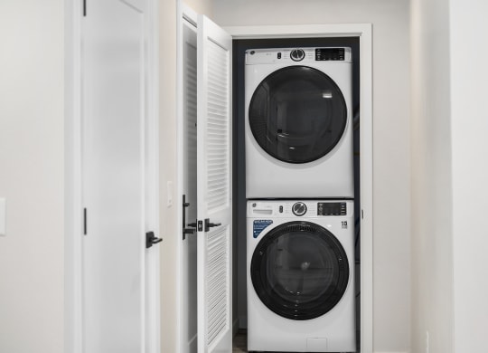 a small laundry room with a washer and dryer