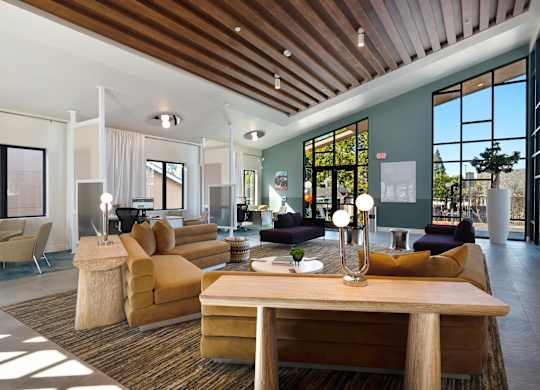 Living Space with Furniture at Canyon Terrace Apartments, Folsom, CA