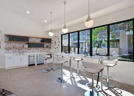 A Kitchen with Bar Area at Canyon Terrace Apartments, Folsom, California
