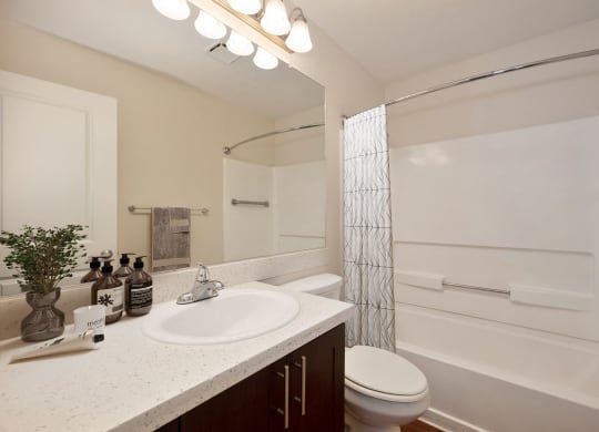 a bathroom with a sink and a toilet and a shower at Folsom Ranch, California, 95630