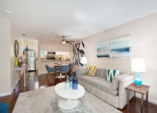 Bright living and dining space at Hidden Oaks Apartments, Citrus Heights, CA, California