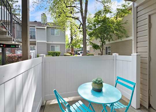 Independent Patio at Hidden Oaks Apartments, California