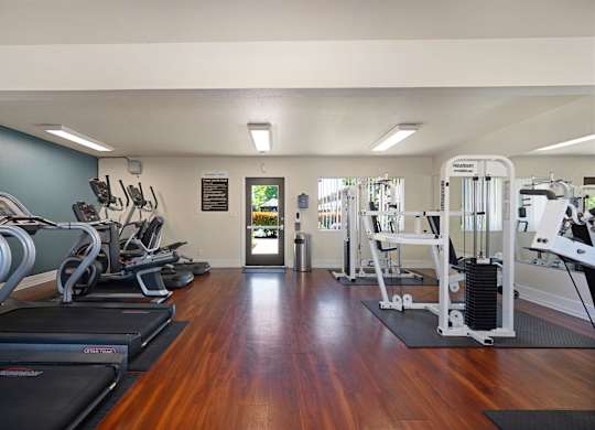 our gym is equipped with a variety of cardio equipment  at Olympus Park Apartments, Roseville, 95661