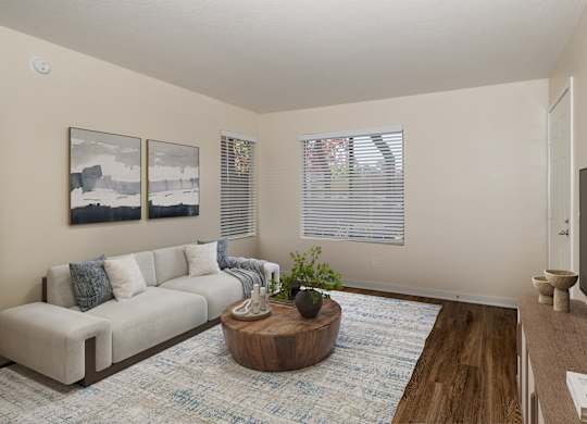 Living Room With Television at Rocklin Manor Apartments, Rocklin, California