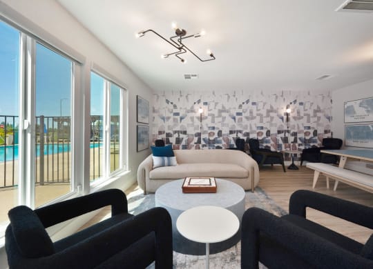 Community resident lounge area at Silverstone Apartments, Davis, CA