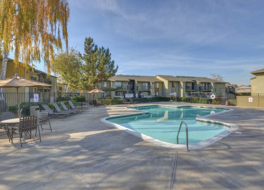Pool and Spa Lounge Area at Breckenridge Village Apartments, Sacramento, CA